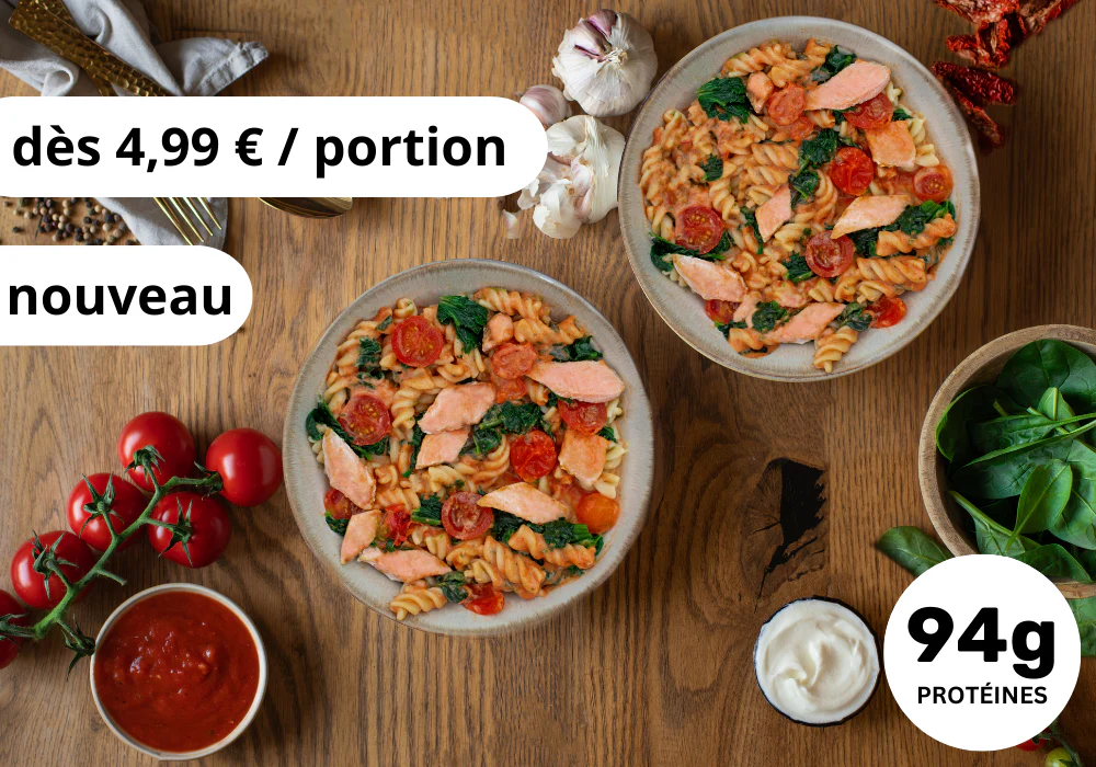 ~ Saumon & pâtes protéinées à la crème (XL, 2 Portions)